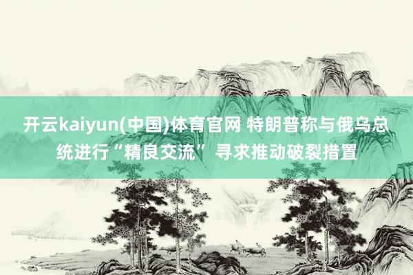 开云kaiyun(中国)体育官网 特朗普称与俄乌总统进行“精良交流” 寻求推动破裂措置
