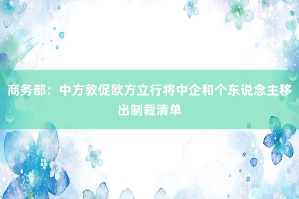 商务部：中方敦促欧方立行将中企和个东说念主移出制裁清单