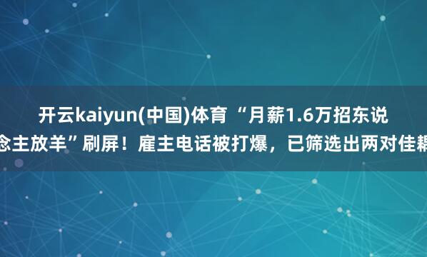 开云kaiyun(中国)体育 “月薪1.6万招东说念主放羊”刷屏！雇主电话被打爆，已筛选出两对佳耦