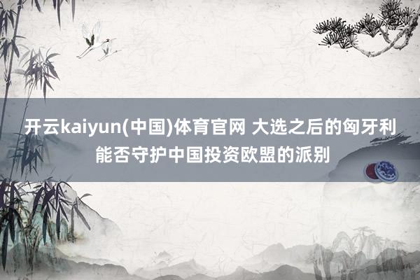 开云kaiyun(中国)体育官网 大选之后的匈牙利 能否守护中国投资欧盟的派别
