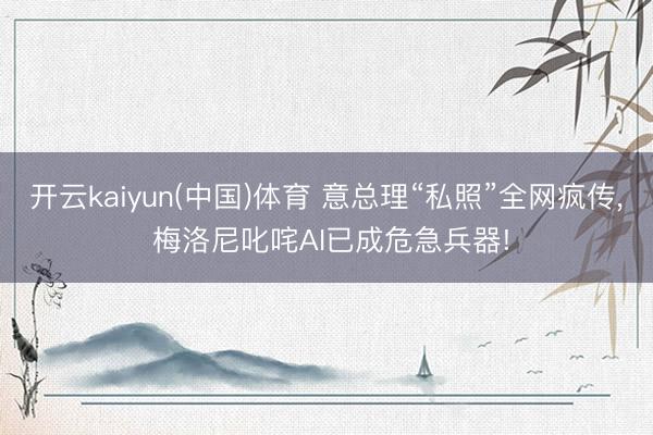 开云kaiyun(中国)体育 意总理“私照”全网疯传， 梅洛尼叱咤AI已成危急兵器!